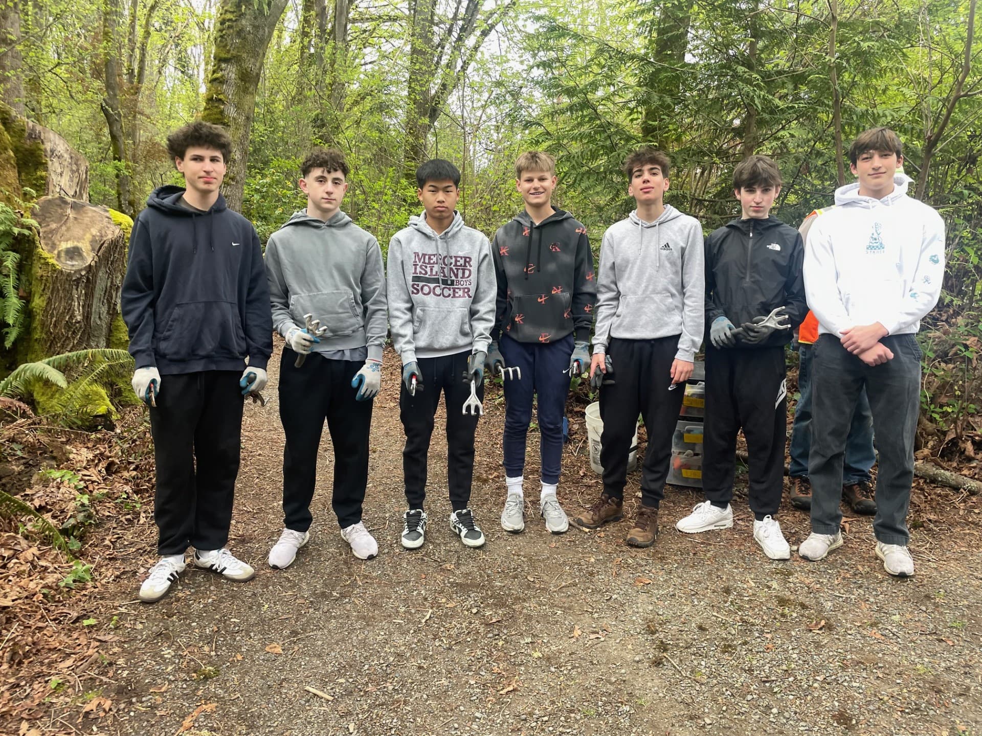 National League of Young Men volunteers ready for a forest cleanup